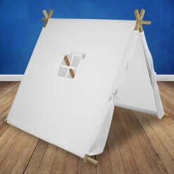Tenda Per Bambini Da Gioco Per Interni O Esterni Struttura Legno Leggera Bianco -Cameretta Per Bambini 90520235 3