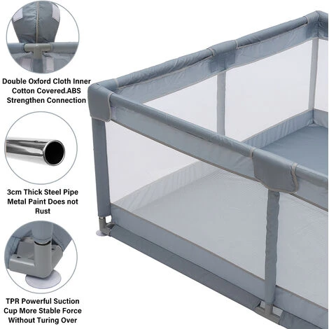 Box Per Bambini Extra Large Per Attività All'aperto E Al Coperto Cortile Per Bambini Con Porta Grigio 180 X 200 X 66 Cm 5 Box Per Bambini Extra Large Per Attività All'aperto E Al Coperto Cortile Per Bambini Con Porta Grigio 180 X 200 X 66 Cm - immagine 3