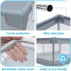 Box Per Bambini Extra Large Per Attività All'aperto E Al Coperto Cortile Per Bambini Con Porta Grigio 180 X 200 X 66 Cm 10 Box Per Bambini Extra Large Per Attività All'aperto E Al Coperto Cortile Per Bambini Con Porta Grigio 180 X 200 X 66 Cm -Cameretta Per Bambini 90563731 4