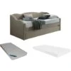 Letto Divano A Scomparsa 2 X 90 X 190 Cm Velluto Beige + Materasso - LENVIA -Cameretta Per Bambini 90888990 1