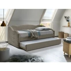 Letto Divano A Scomparsa 2 X 90 X 190 Cm Velluto Beige + Materasso - LENVIA -Cameretta Per Bambini 90888990 3