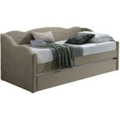 Letto Divano A Scomparsa 2 X 90 X 190 Cm Velluto Beige - LENVIA