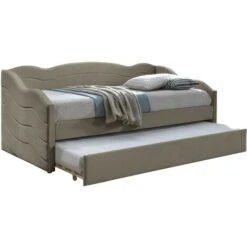 Letto Divano A Scomparsa 2 X 90 X 190 Cm Velluto Beige - LENVIA -Cameretta Per Bambini 90889041 5