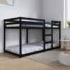 Letto A Castello Struttura Letto - Letto Per Adulti Nero 90x200 Cm In Legno Massello Di Pino BV187583 - BonneVie -Cameretta Per Bambini 91048577 1