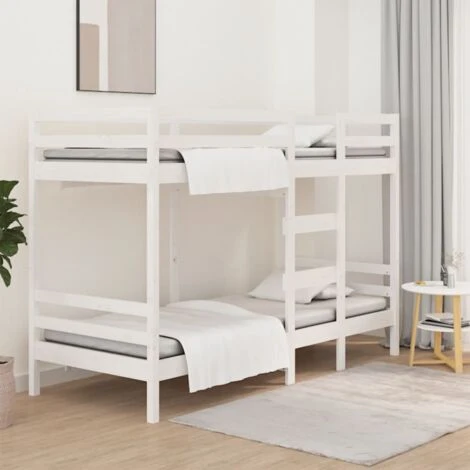 Letto A Castello Struttura Letto - Letto Per Adulti Bianco 90x200 Cm In Legno Massello Di Pino BV954703 - BonneVie 3 Letto A Castello Struttura Letto - Letto Per Adulti Bianco 90x200 Cm In Legno Massello Di Pino BV954703 - BonneVie