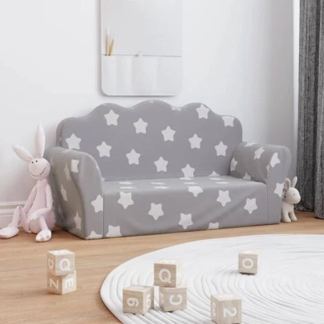 Divano Per Bambini 2 Posti - Divano Relax Sofa Grigio Chiaro Stelle Morbido Peluche BV788152 - BonneVie 3 Divano Per Bambini 2 Posti - Divano Relax Sofa Grigio Chiaro Stelle Morbido Peluche BV788152 - BonneVie