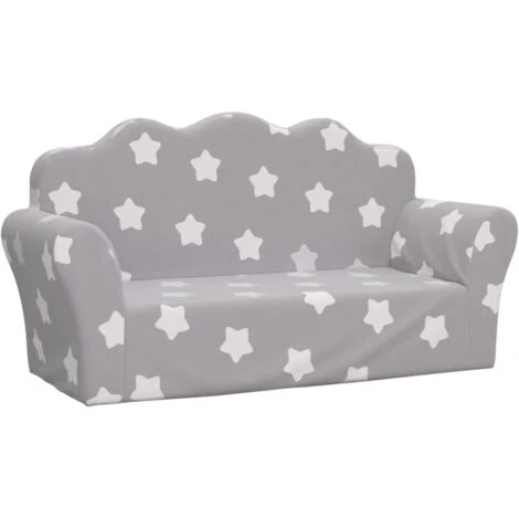 Divano Per Bambini 2 Posti - Divano Relax Sofa Grigio Chiaro Stelle Morbido Peluche BV788152 - BonneVie 4 Divano Per Bambini 2 Posti - Divano Relax Sofa Grigio Chiaro Stelle Morbido Peluche BV788152 - BonneVie - immagine 2