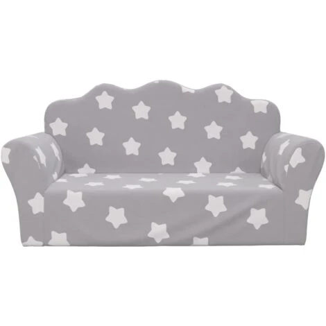 Divano Per Bambini 2 Posti - Divano Relax Sofa Grigio Chiaro Stelle Morbido Peluche BV788152 - BonneVie 5 Divano Per Bambini 2 Posti - Divano Relax Sofa Grigio Chiaro Stelle Morbido Peluche BV788152 - BonneVie - immagine 3