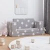 Divano Per Bambini 2 Posti - Divano Relax Sofa Grigio Chiaro Stelle Morbido Peluche BV109928 - BonneVie -Cameretta Per Bambini 91515461 1
