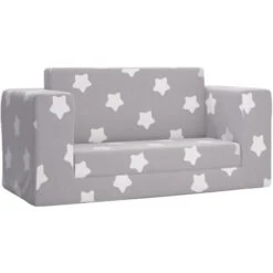 Divano Per Bambini 2 Posti - Divano Relax Sofa Grigio Chiaro Stelle Morbido Peluche BV109928 - BonneVie -Cameretta Per Bambini 91515461 2