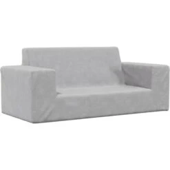 Divano Per Bambini A 2 Posti - Divano Relax Sofa Grigio Chiaro In Morbido Peluche BV902648 - BonneVie -Cameretta Per Bambini 91515711 2