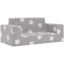 Divano Per Bambini 2 Posti - Divano Relax Sofa Grigio Chiaro Stelle Morbido Peluche BV864141 - BonneVie -Cameretta Per Bambini 91515739 2