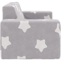 Divano Per Bambini 2 Posti - Divano Relax Sofa Grigio Chiaro Stelle Morbido Peluche BV864141 - BonneVie -Cameretta Per Bambini 91515739 4