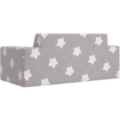 Divano Per Bambini 2 Posti - Divano Relax Sofa Grigio Chiaro Stelle Morbido Peluche BV864141 - BonneVie -Cameretta Per Bambini 91515739 5