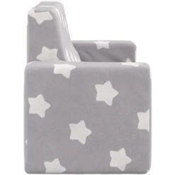 Divano Per Bambini 2 Posti - Divano Relax Sofa Grigio Chiaro Stelle Morbido Peluche BV439582 - BonneVie -Cameretta Per Bambini 91515851 4