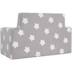 Divano Per Bambini 2 Posti - Divano Relax Sofa Grigio Chiaro Stelle Morbido Peluche BV439582 - BonneVie -Cameretta Per Bambini 91515851 5
