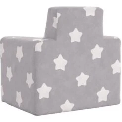 Divano Per Bambini - Divano Relax Sofa Grigio Chiaro Con Stelle In Morbido Peluche BV592766 - BonneVie -Cameretta Per Bambini 91515876 5