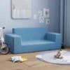 Divano Per Bambini A 2 Posti - Divano Relax Sofa Blu In Morbido Peluche BV291713 - BonneVie -Cameretta Per Bambini 91515882 1