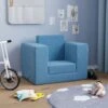 Divano Per Bambini - Divano Relax Sofa Blu In Morbido Peluche BV925014 - BonneVie -Cameretta Per Bambini 91515887 1