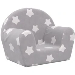 Divano Per Bambini - Divano Relax Sofa Grigio Chiaro Con Stelle In Morbido Peluche BV500118 - BonneVie -Cameretta Per Bambini 91515912 2