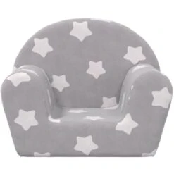 Divano Per Bambini - Divano Relax Sofa Grigio Chiaro Con Stelle In Morbido Peluche BV500118 - BonneVie -Cameretta Per Bambini 91515912 3