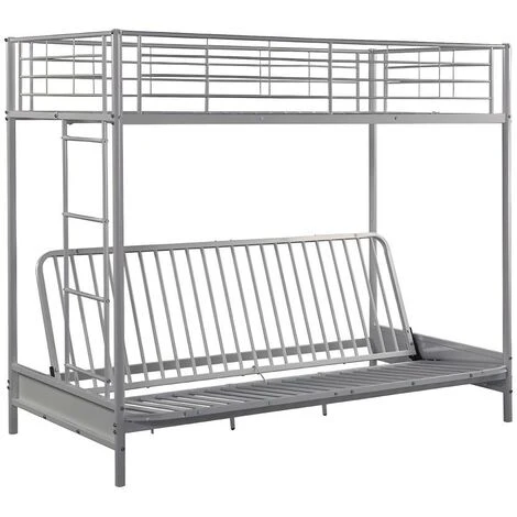 Letto A Soppalco Con Divano Letto 90 X 190 Cm Metallo Argento - MODULO V 5 Letto A Soppalco Con Divano Letto 90 X 190 Cm Metallo Argento - MODULO V - immagine 3