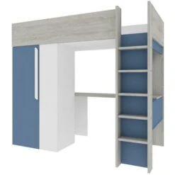 Letto A Soppalco 90 X 200 Cm Con Armadio E Scrivania Blu E Bianco + Materasso - NICOLAS 10 Letto A Soppalco 90 X 200 Cm Con Armadio E Scrivania Blu E Bianco + Materasso - NICOLAS -Cameretta Per Bambini 92376605 4