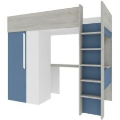 Letto A Soppalco 90 X 200 Cm Con Armadio E Scrivania Blu E Bianco + Materasso - NICOLAS 11 Letto A Soppalco 90 X 200 Cm Con Armadio E Scrivania Blu E Bianco + Materasso - NICOLAS -Cameretta Per Bambini 92376605 5