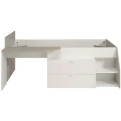 Letto Con Scrivania E Scomparti 90 X 200 Cm Bianco E Naturale + Rete - GISELE 10 Letto Con Scrivania E Scomparti 90 X 200 Cm Bianco E Naturale + Rete - GISELE -Cameretta Per Bambini 92376622 4