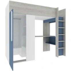 Letto A Soppalco 90 X 200 Cm Con Armadio E Scrivania Blu E Bianco - NICOLAS 11 Letto A Soppalco 90 X 200 Cm Con Armadio E Scrivania Blu E Bianco - NICOLAS -Cameretta Per Bambini 92376638 5