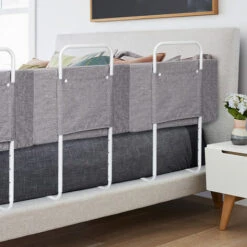 Randaco Sponda Letto Griglia Di Protezione Per Il Letto Bambini 120 Cm Barriere Per Letto Anticaduta Regolabile In Altezza Per Letto, Protezioni Laterali Regolabili Grigio Lino -Cameretta Per Bambini 94131060 5
