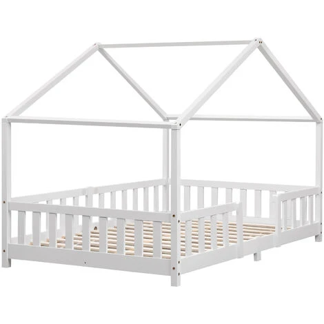 Nova Letto A Forma Di Casetta Con Barriere Laterali E Telaio Bianco Varie Misure Colore : 120x200 Cm 4 Nova Letto A Forma Di Casetta Con Barriere Laterali E Telaio Bianco Varie Misure Colore : 120x200 Cm - immagine 2