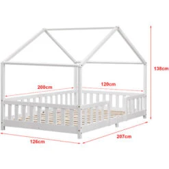 Nova Letto A Forma Di Casetta Con Barriere Laterali E Telaio Bianco Varie Misure Colore : 120x200 Cm 9 Nova Letto A Forma Di Casetta Con Barriere Laterali E Telaio Bianco Varie Misure Colore : 120x200 Cm -Cameretta Per Bambini 94577457 3