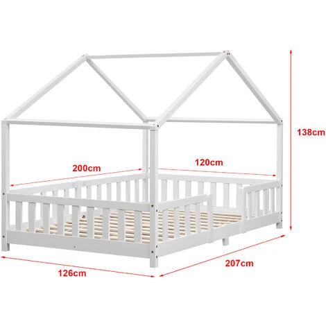 Nova Letto A Forma Di Casetta Con Barriere Laterali E Telaio Bianco Varie Misure Colore : 120x200 Cm 5 Nova Letto A Forma Di Casetta Con Barriere Laterali E Telaio Bianco Varie Misure Colore : 120x200 Cm - immagine 3