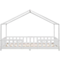 Nova Letto A Forma Di Casetta Con Barriere Laterali E Telaio Bianco Varie Misure Colore : 120x200 Cm 11 Nova Letto A Forma Di Casetta Con Barriere Laterali E Telaio Bianco Varie Misure Colore : 120x200 Cm -Cameretta Per Bambini 94577457 5