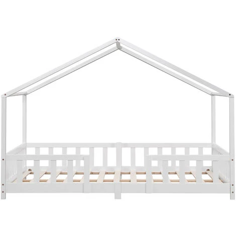 Nova Letto A Forma Di Casetta Con Barriere Laterali E Telaio Bianco Varie Misure Colore : 120x200 Cm 7 Nova Letto A Forma Di Casetta Con Barriere Laterali E Telaio Bianco Varie Misure Colore : 120x200 Cm - immagine 5