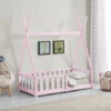 Nova Letto A Forma Di Tenda Indiana Con Sponde In Legno Pino 70 X 140 Cm Vari Colori Dimensioni : Rosa -Cameretta Per Bambini 94577661 1