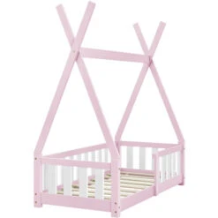 Nova Letto A Forma Di Tenda Indiana Con Sponde In Legno Pino 70 X 140 Cm Vari Colori Dimensioni : Rosa -Cameretta Per Bambini 94577661 4