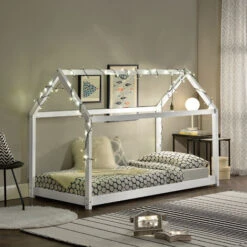 Nova Letto Per Bambini A Forma Di Casetta Telaio Robusto 200x90cm Vari Colori Dimensioni : Bianco Opaco -Cameretta Per Bambini 94577770 3