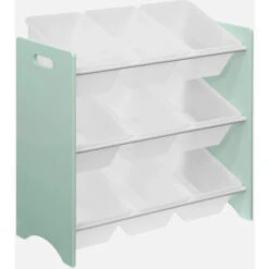 Contenitore Per Bambini Con 9 Scomparti, Verde Celeste - Tobias - MDF In Legno Naturale, 64x29,5x60cm -Cameretta Per Bambini 95084222 3