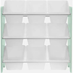 Contenitore Per Bambini Con 9 Scomparti, Verde Celeste - Tobias - MDF In Legno Naturale, 64x29,5x60cm -Cameretta Per Bambini 95084222 4