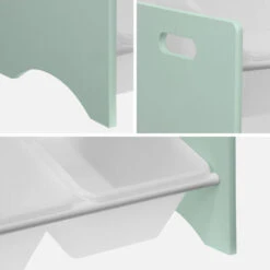 Contenitore Per Bambini Con 9 Scomparti, Verde Celeste - Tobias - MDF In Legno Naturale, 64x29,5x60cm -Cameretta Per Bambini 95084222 5