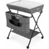 DREAMADE Fasciatoio Pieghevole Per Neonati, Fasciatoio Portatile Per Neonati Con Ampio Cesto Portaoggetti, Supporto Mobile Per Neonati Con 4 Altezze Regolabili E 4 Ruote Bloccabili (Grigio) -Cameretta Per Bambini 95180150 1