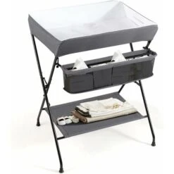 DREAMADE Fasciatoio Pieghevole, Fasciatoio Regolabile In Altezza, Combinazione Fasciatoio Da Bagno Con Ripiano, Combinazione Fasciatoio Per Bambini Dalla Nascita Fino A 11KG (Grigio)