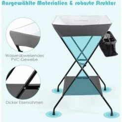 DREAMADE Fasciatoio Pieghevole, Fasciatoio Regolabile In Altezza, Combinazione Fasciatoio Da Bagno Con Ripiano, Combinazione Fasciatoio Per Bambini Dalla Nascita Fino A 11KG (Grigio) -Cameretta Per Bambini 95180174 3