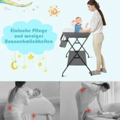 DREAMADE Fasciatoio Pieghevole, Fasciatoio Regolabile In Altezza, Combinazione Fasciatoio Da Bagno Con Ripiano, Combinazione Fasciatoio Per Bambini Dalla Nascita Fino A 11KG (Grigio) -Cameretta Per Bambini 95180174 4