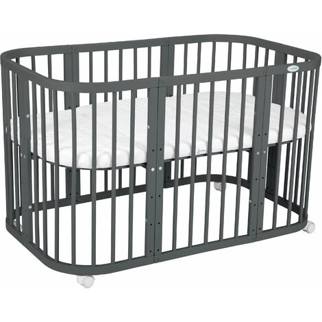 Waldin® Lettino Legno 7in1 Con Materasso, Culla Per Bambini Espandibile:Senza Set Di Tessuti, Legno Grafite 3 Waldin® Lettino Legno 7in1 Con Materasso, Culla Per Bambini Espandibile:Senza Set Di Tessuti, Legno Grafite