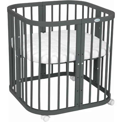 Waldin® Lettino Legno 7in1 Con Materasso, Culla Per Bambini Espandibile:Senza Set Di Tessuti, Legno Grafite 4 Waldin® Lettino Legno 7in1 Con Materasso, Culla Per Bambini Espandibile:Senza Set Di Tessuti, Legno Grafite - immagine 2