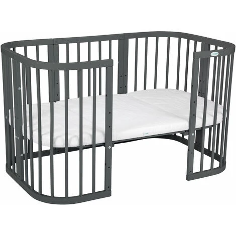 Waldin® Lettino Legno 7in1 Con Materasso, Culla Per Bambini Espandibile:Senza Set Di Tessuti, Legno Grafite 6 Waldin® Lettino Legno 7in1 Con Materasso, Culla Per Bambini Espandibile:Senza Set Di Tessuti, Legno Grafite - immagine 4