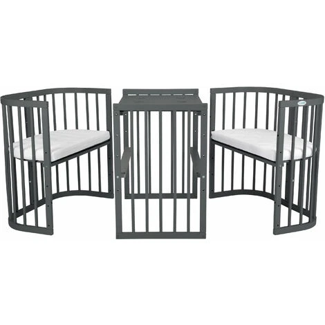 Waldin® Lettino Legno 7in1 Con Materasso, Culla Per Bambini Espandibile:Senza Set Di Tessuti, Legno Grafite 7 Waldin® Lettino Legno 7in1 Con Materasso, Culla Per Bambini Espandibile:Senza Set Di Tessuti, Legno Grafite - immagine 5